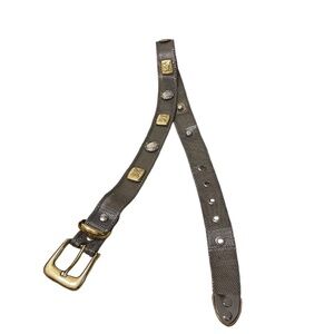Vintage flexible metal mesh belt with Brass Flower‎ & Other Decorative Elements